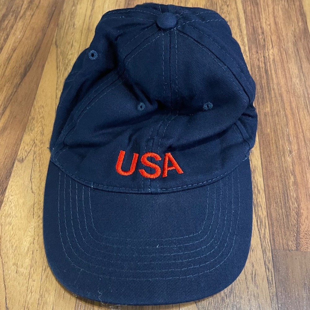 USA Baseball Cap Navy Blue Red Embroidered Adjustable Dad Hat Cotton OSFA Mens